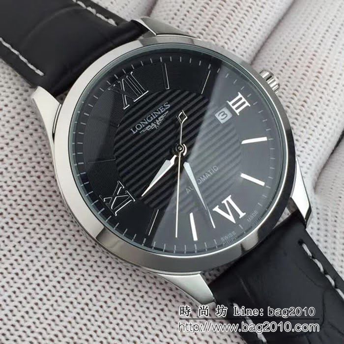 LONGINES浪琴 牛皮錶帶 全自動機械 男士腕表 WSS0125